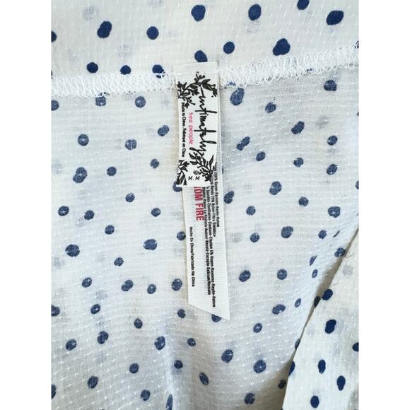 Free People Intimately Polka Dot Deep V Bell Sleeve Bodysuit boho coastal sz M - Picture 7 of 7